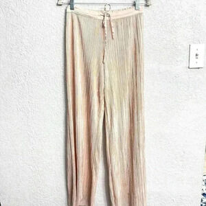 Victoria’s Secret Plisse Lounge Pants Gold Metallic Pleated Women’s Small